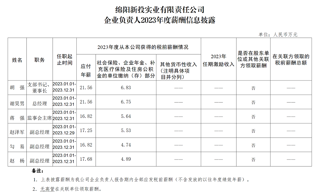 綿陽(yáng)新投實(shí)業(yè)有限責任公司企業(yè)負責人2023年度薪酬信息披露_01.png